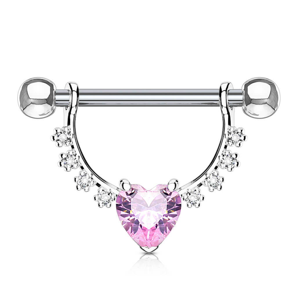 Nipple Piercing Wreath Heart dangle Zirconia