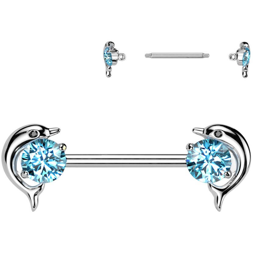 Nipple Piercing dolphin zirconia
