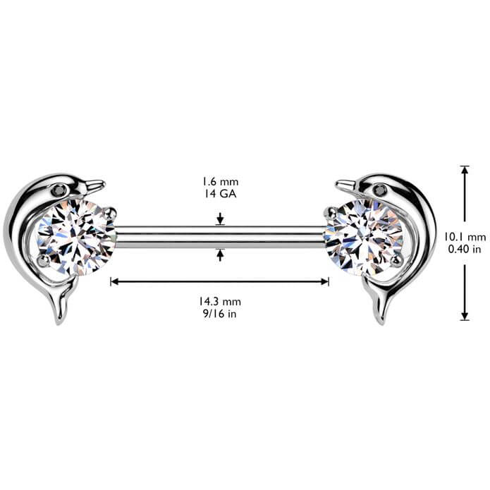 Nipple Piercing dolphin zirconia