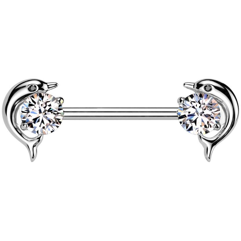 Nipple Piercing dolphin zirconia
