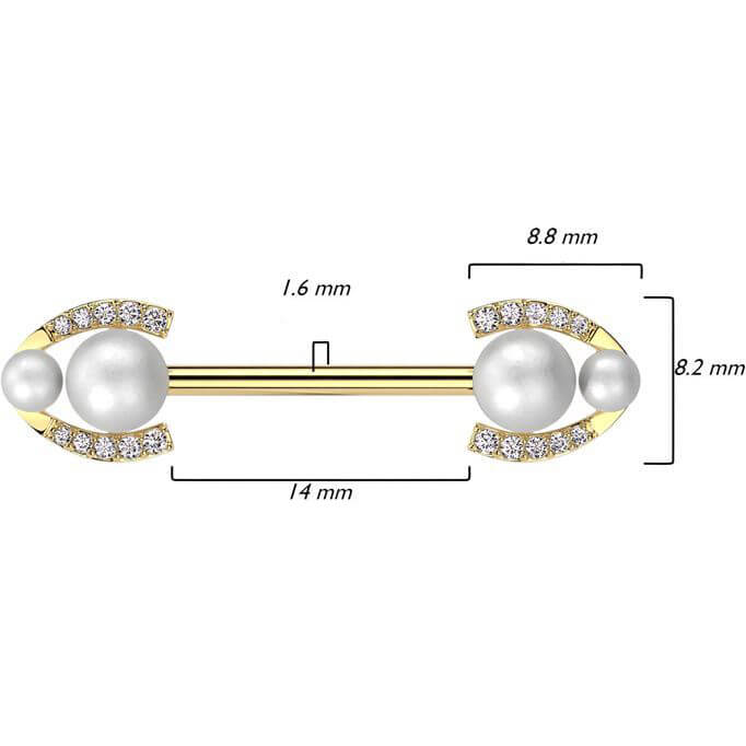Piercing Capezzolo Perle con Ferro di Cavallo