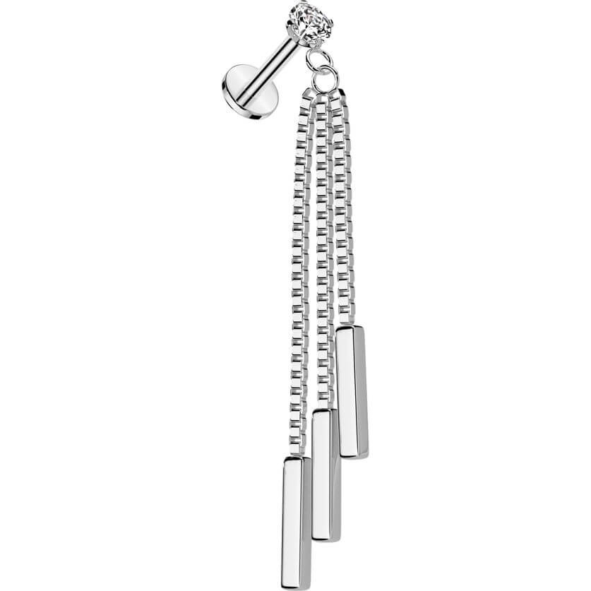 Labret chaîne à triple barre pendante Filetage Interne