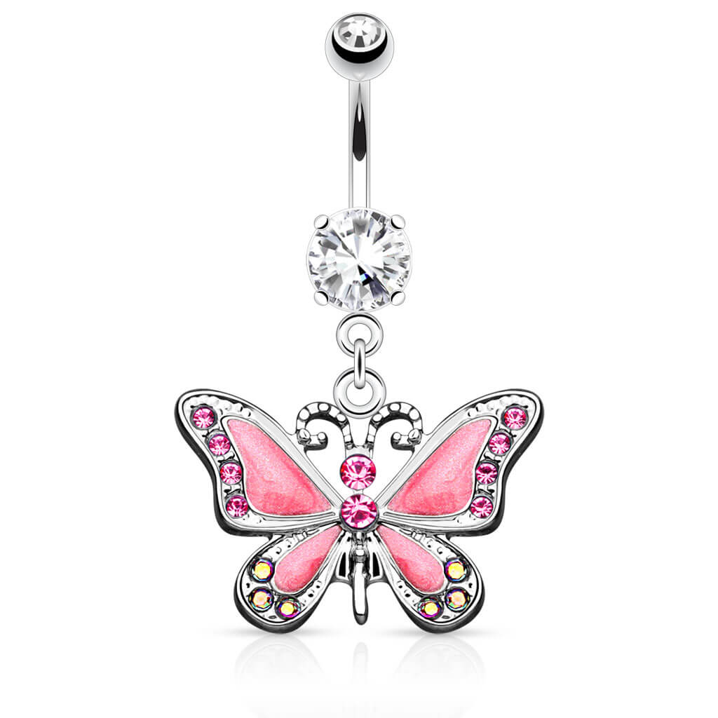Piercing ombligo Mariposa colgante Circonita