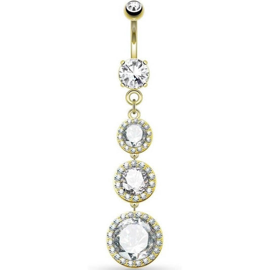 Kolczyk do pępka 3 cyrkonie zawieszka