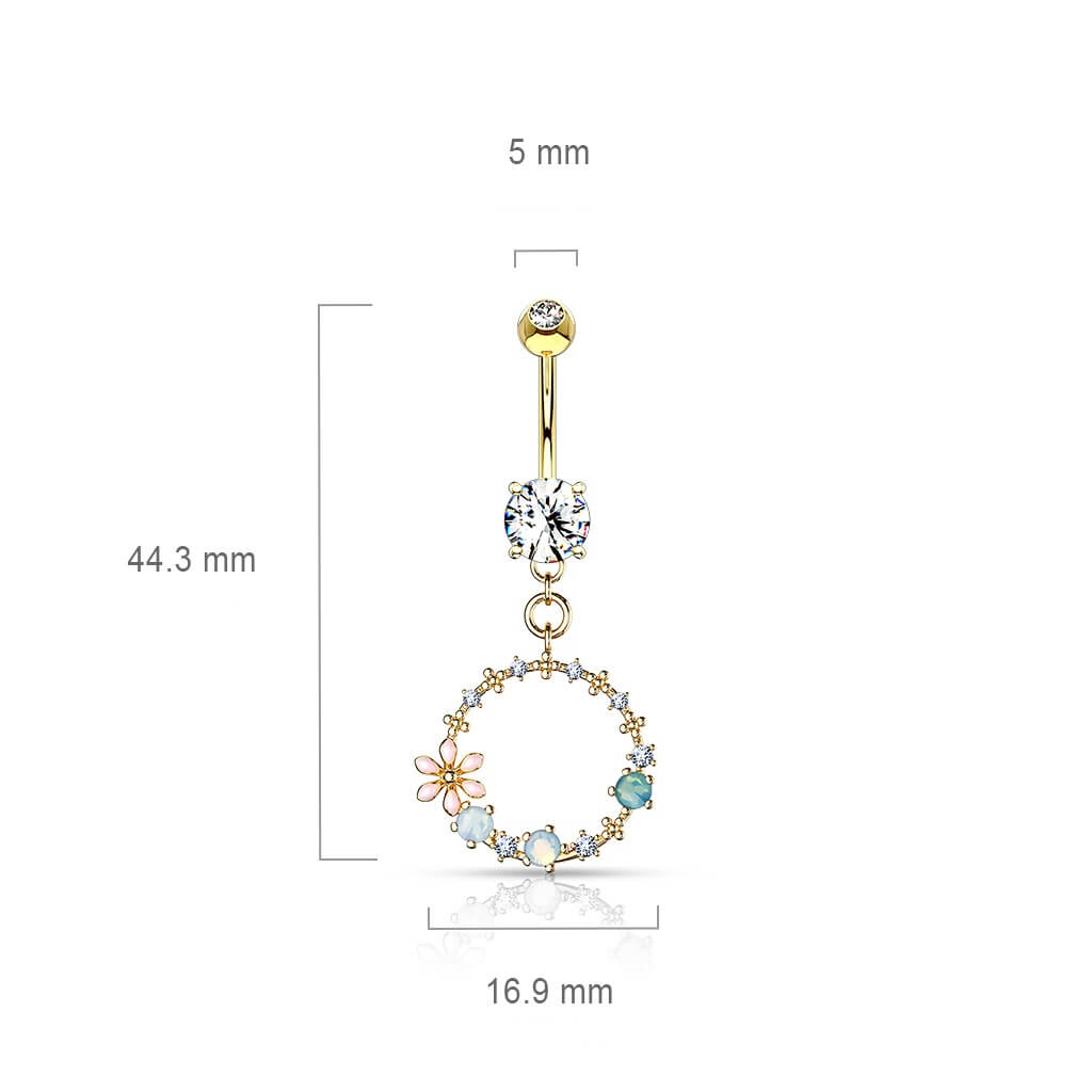 Piercing ombligo Corona de flores colgante Circonita