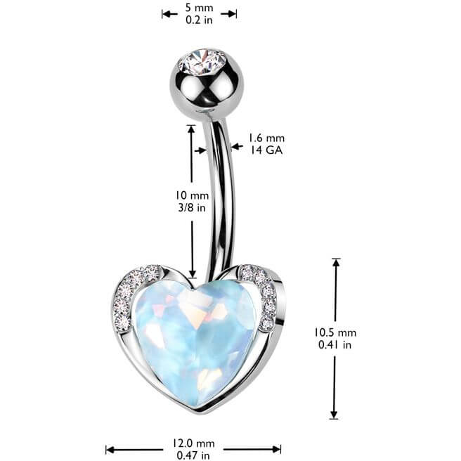 Belly Button Piercing heart zirconia