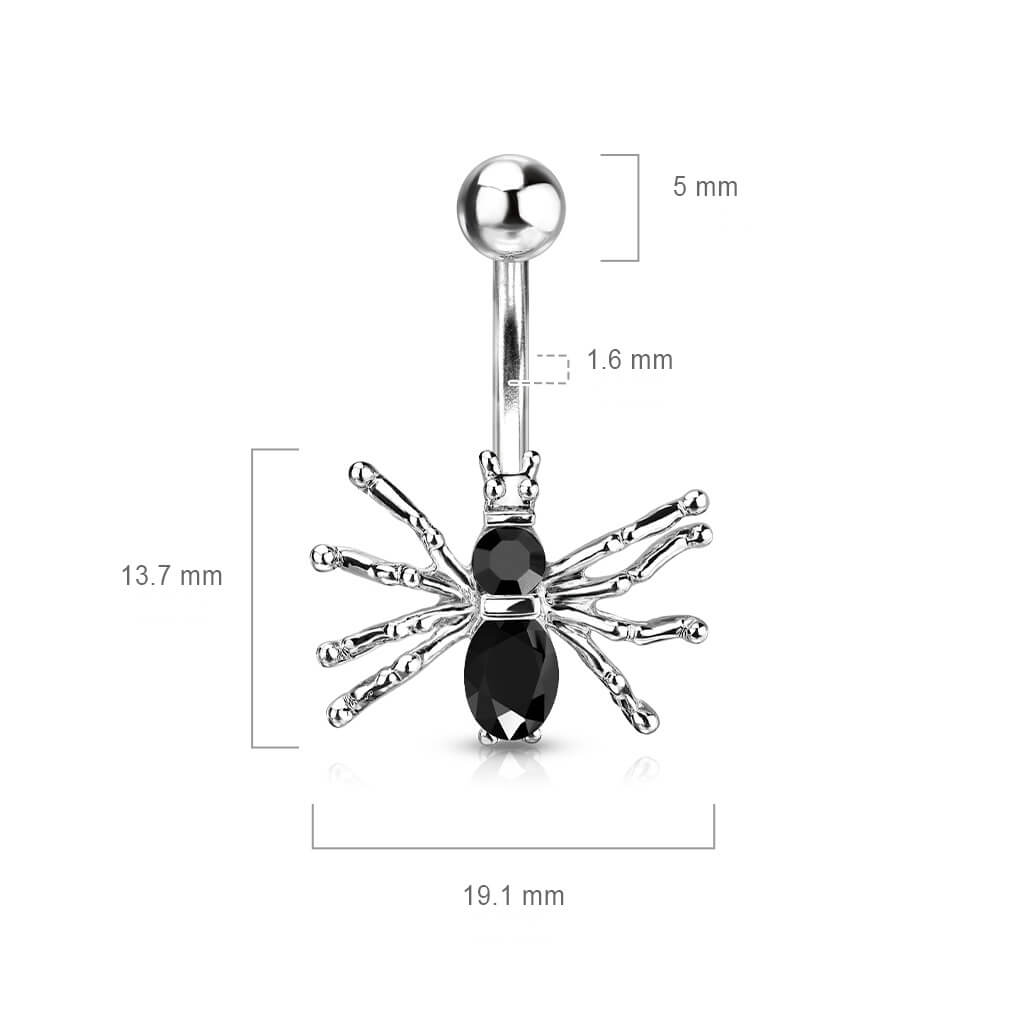 Belly Button Piercing Spider Silver