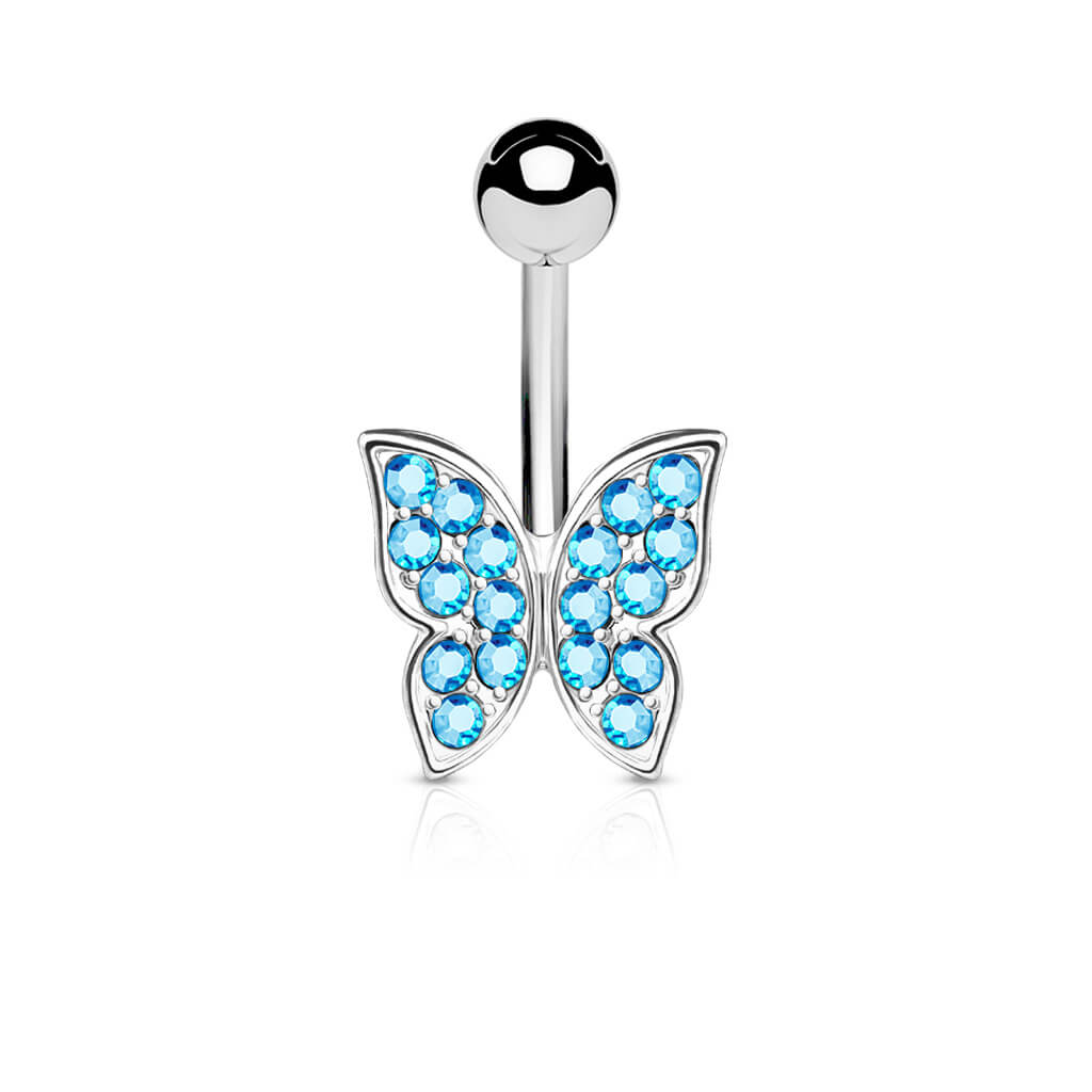 Piercing ombligo Mariposa Circonita Plata