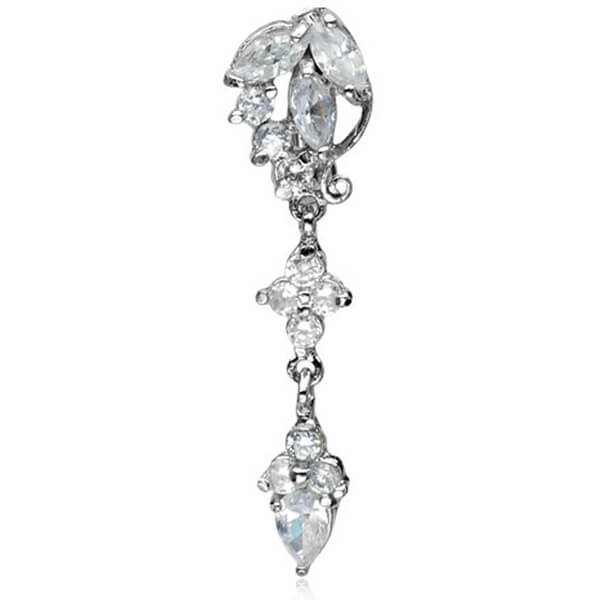 Piercing ombligo Gota colgante Circonita Plata