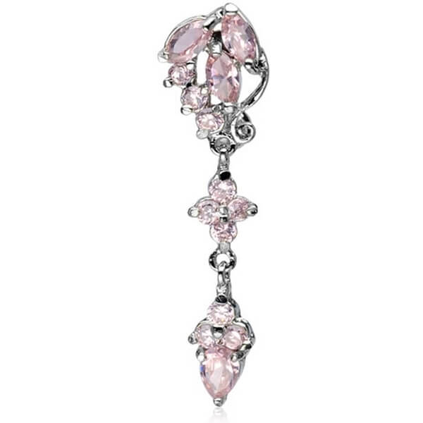 Piercing ombligo Gota colgante Circonita Plata
