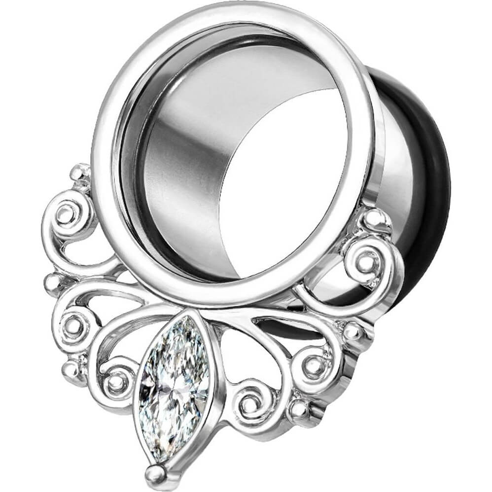 Túnel Anillo vintage de plata con circonita y junta tórica de silicona