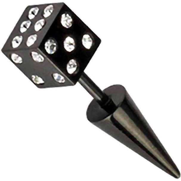 Plug falso Cubo Negro y Circonita Rosca interna