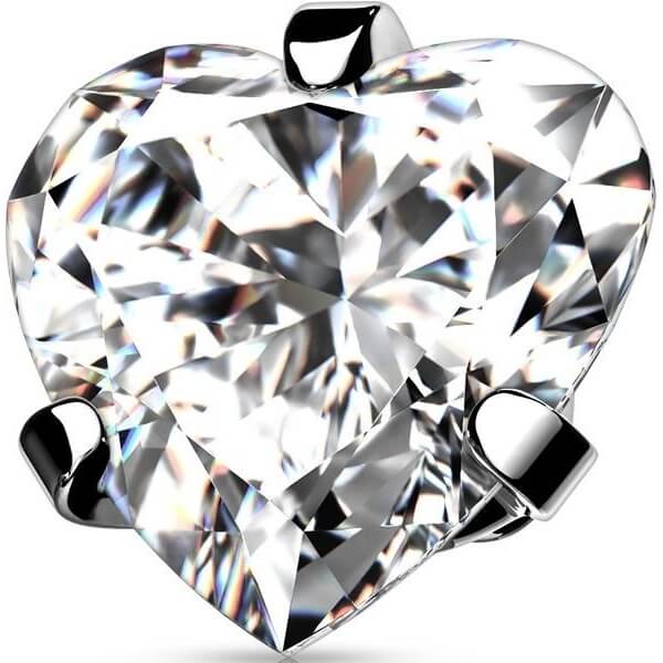 top heart zirconia prong setting Internally Threaded