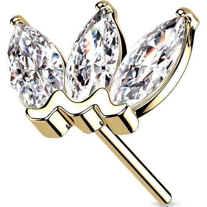 Oro 14 kt Superiore a 3 Zirconi Push-In