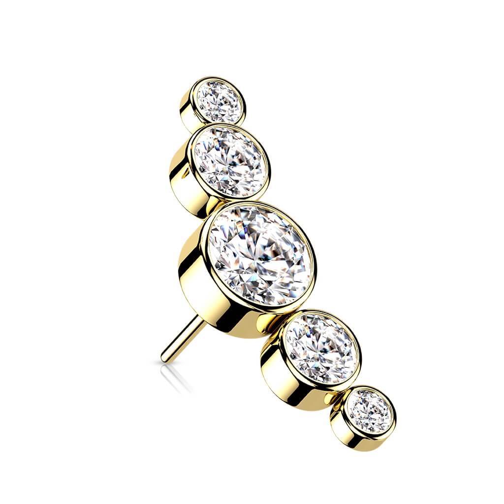 Oro 14 kt Superiore a 5 Zirconi rotondi Push-In
