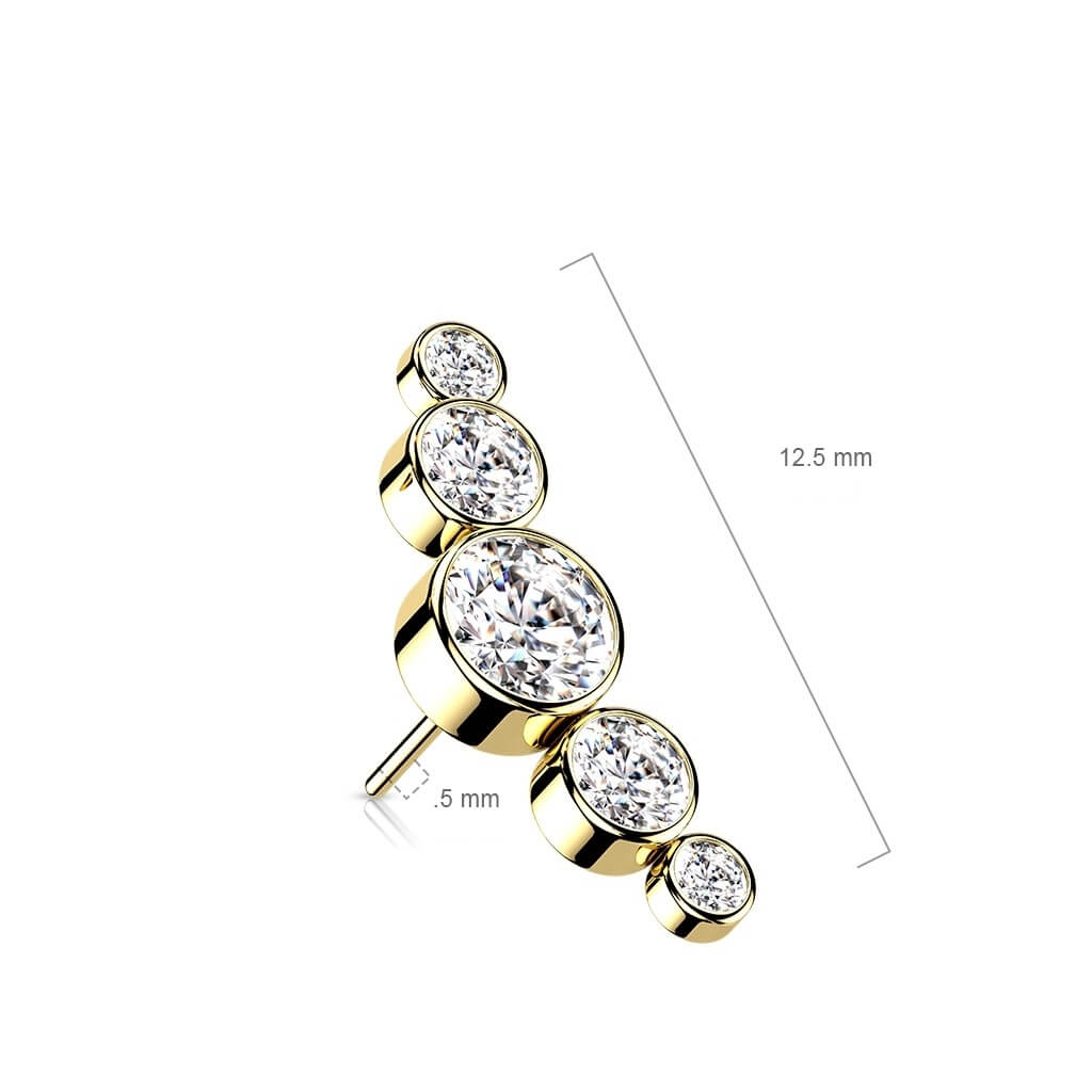 Oro 14 kt Superiore a 5 Zirconi rotondi Push-In