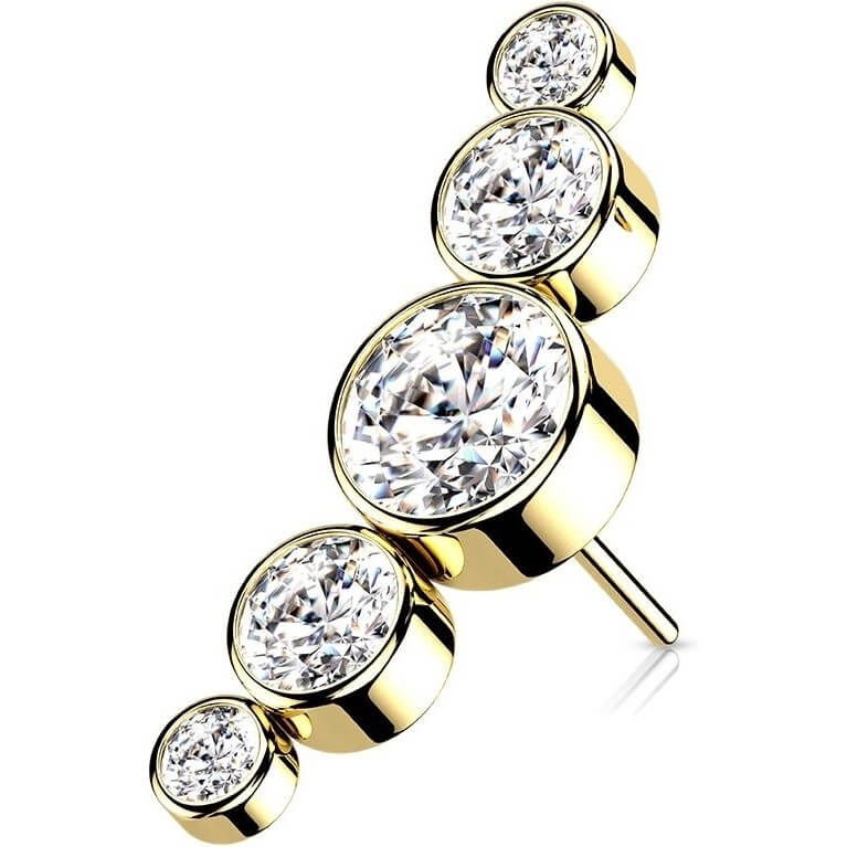 Oro 14 kt Superiore a 5 Zirconi rotondi Push-In