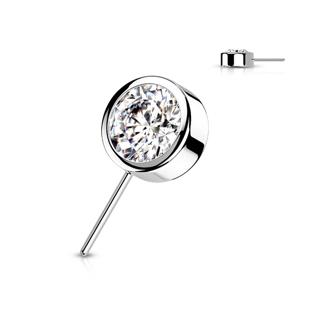 Oro 14 kt Superiore con Zircone rotondo Push-In