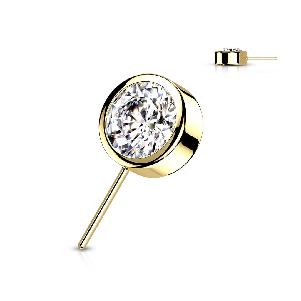 Oro 14 kt Superiore con Zircone rotondo Push-In