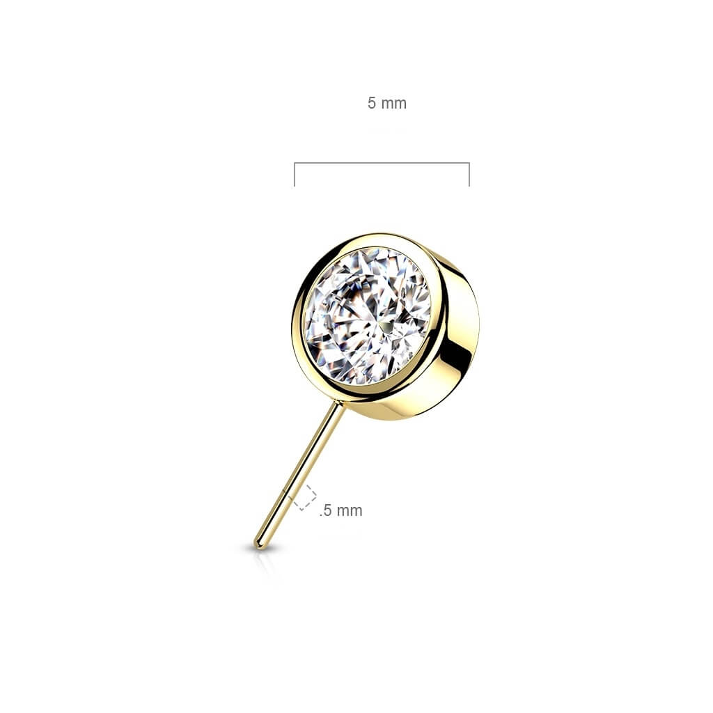 Oro 14 kt Superiore con Zircone rotondo Push-In