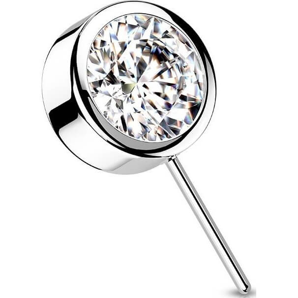 Oro 14 kt Superiore con Zircone rotondo Push-In