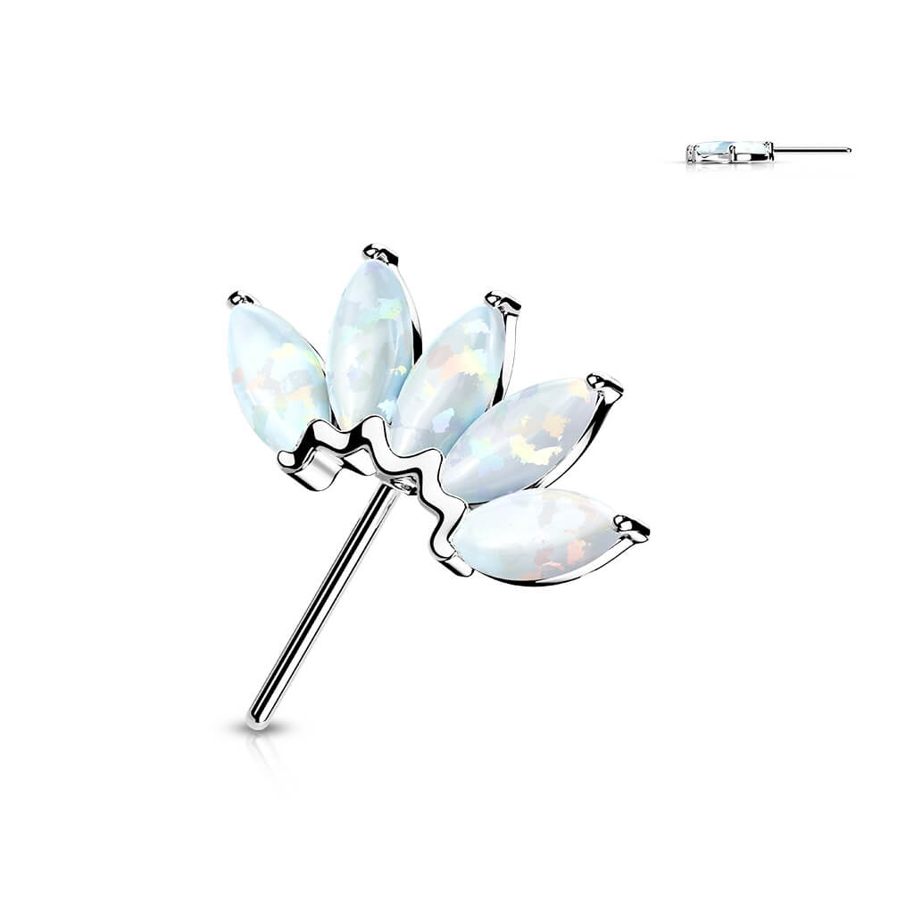 Solid Gold 14 Carat top 5 opals marquise cut Push-In