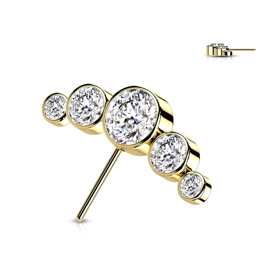 Oro 14 kt Superiore a 5 Zirconi Push-In
