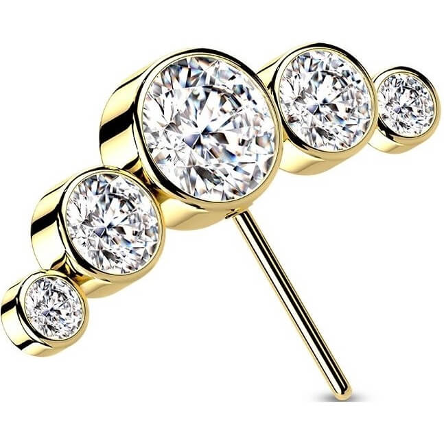 Oro 14 kt Superiore a 5 Zirconi Push-In