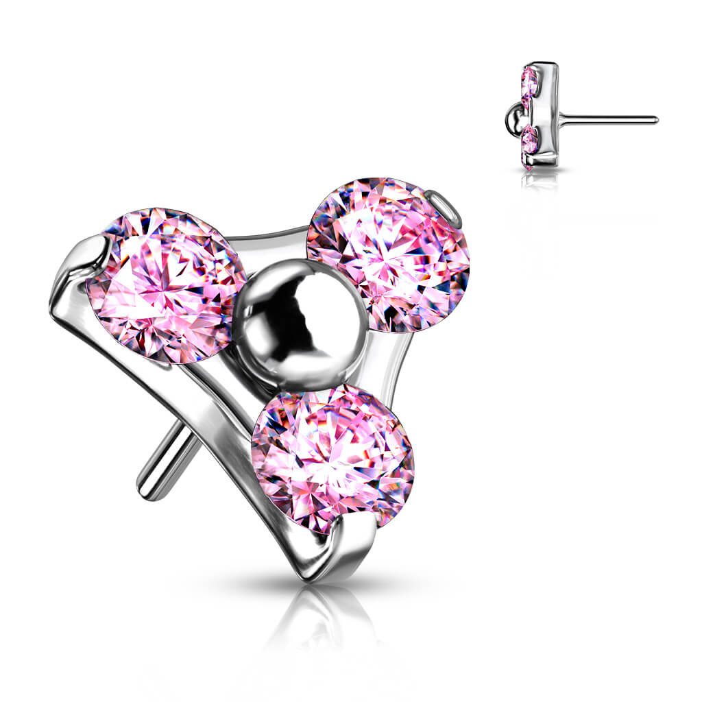 Titanio Superiore con triangolo argento e zirconi Push-In