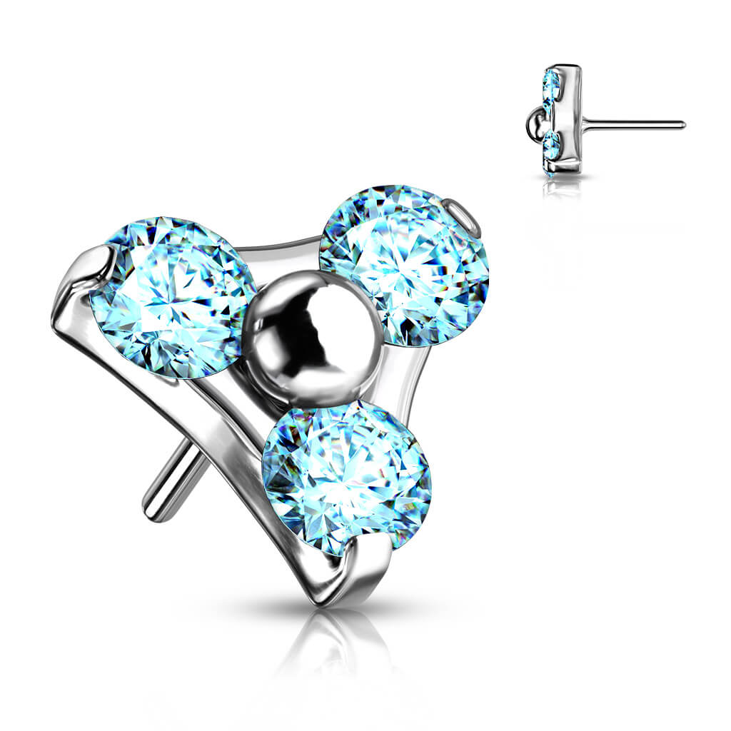 Titanio Superiore con triangolo argento e zirconi Push-In