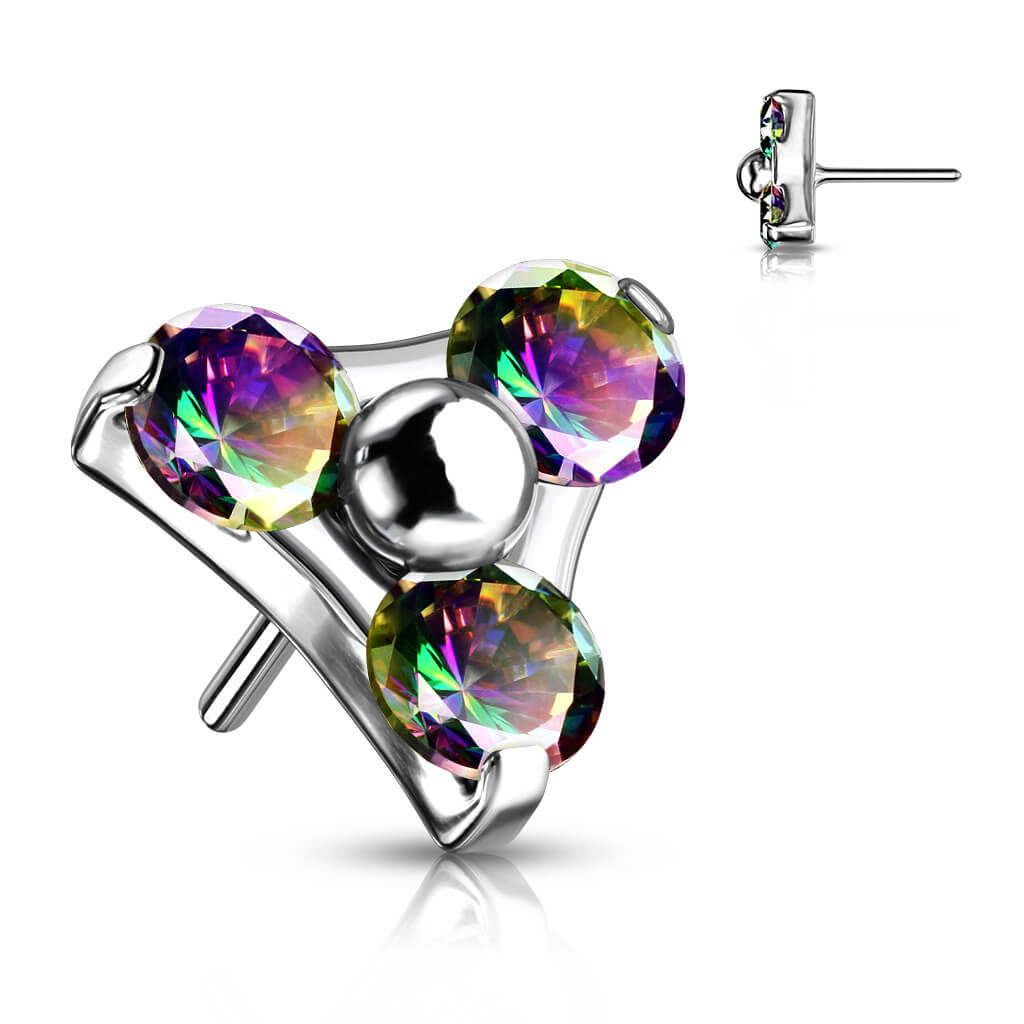 Titanio Superiore con triangolo argento e zirconi Push-In