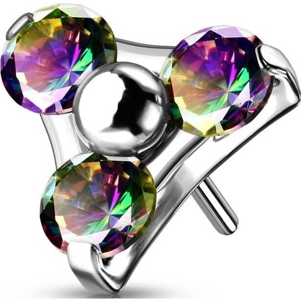 Titanio Superiore con triangolo argento e zirconi Push-In