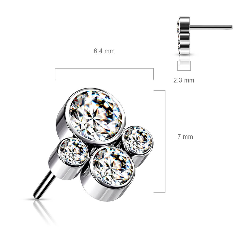 Titan Top 4 Zirkonia Silber Push-In