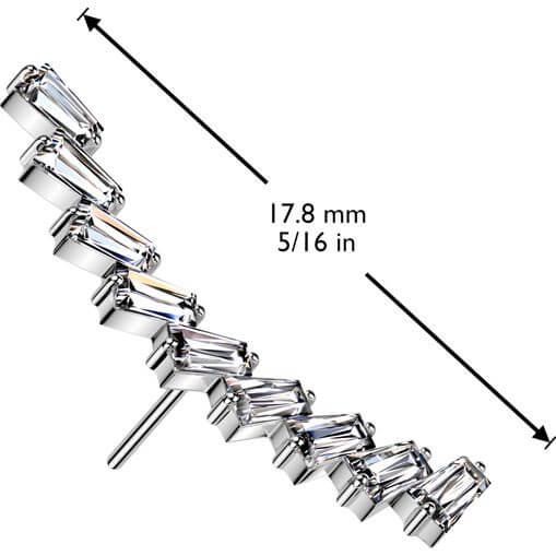 Titanium top baguette cut zirconia Push-In