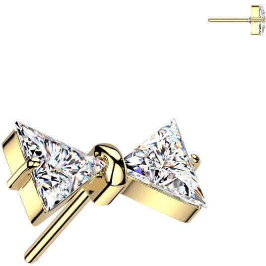 Titanium top bowtie zirconia Push-In