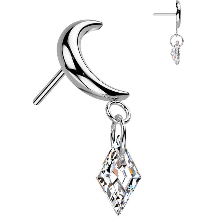 Titanium top moon dangle zirconia Push-In