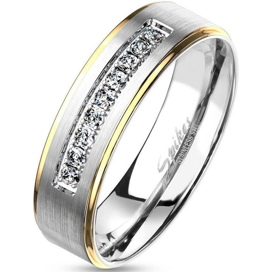 Argento con linee oro e 9 Zirconi