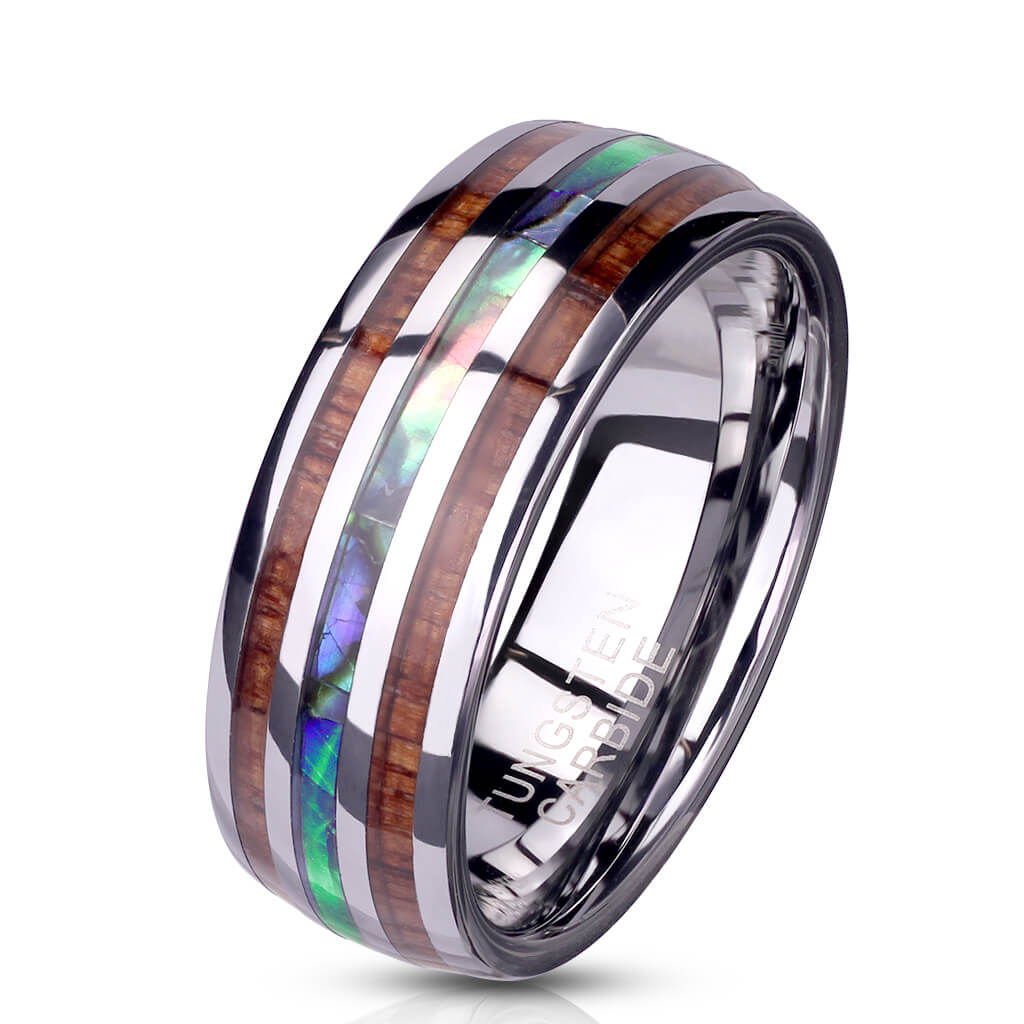 Plata con líneas de madera y abulón