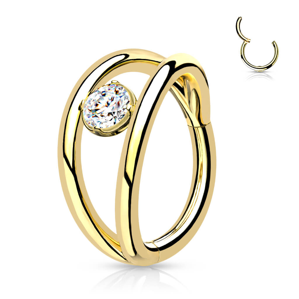 Anello Piercing Sfera d´argento con zircone Clicker