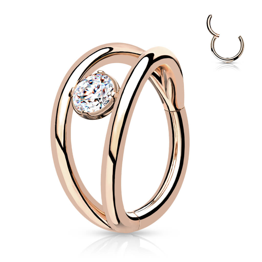 Anello Piercing Sfera d´argento con zircone Clicker
