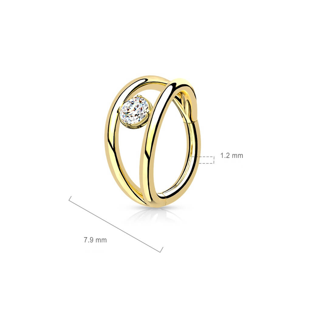 Anello Piercing Sfera d´argento con zircone Clicker