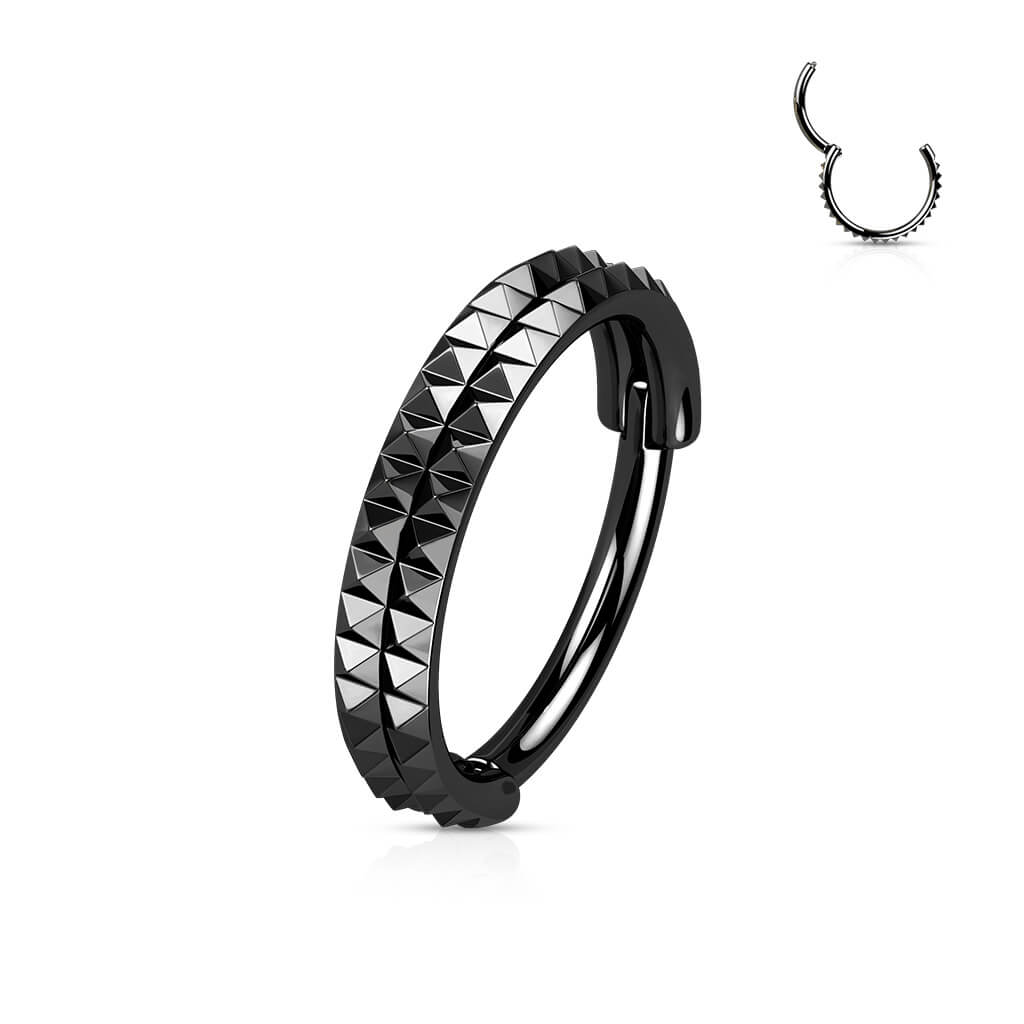 Anello Piercing Doppia linea dentellatura a piramide Clicker