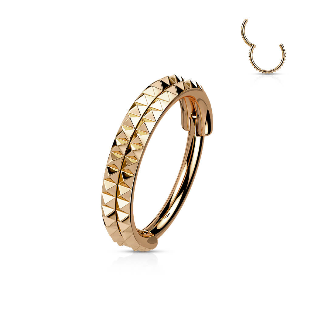 Anello Piercing Doppia linea dentellatura a piramide Clicker