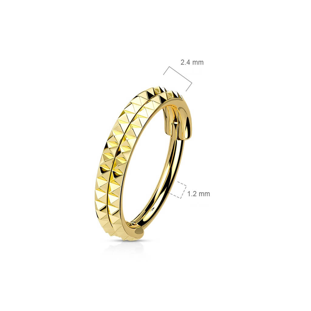 Anello Piercing Doppia linea dentellatura a piramide Clicker