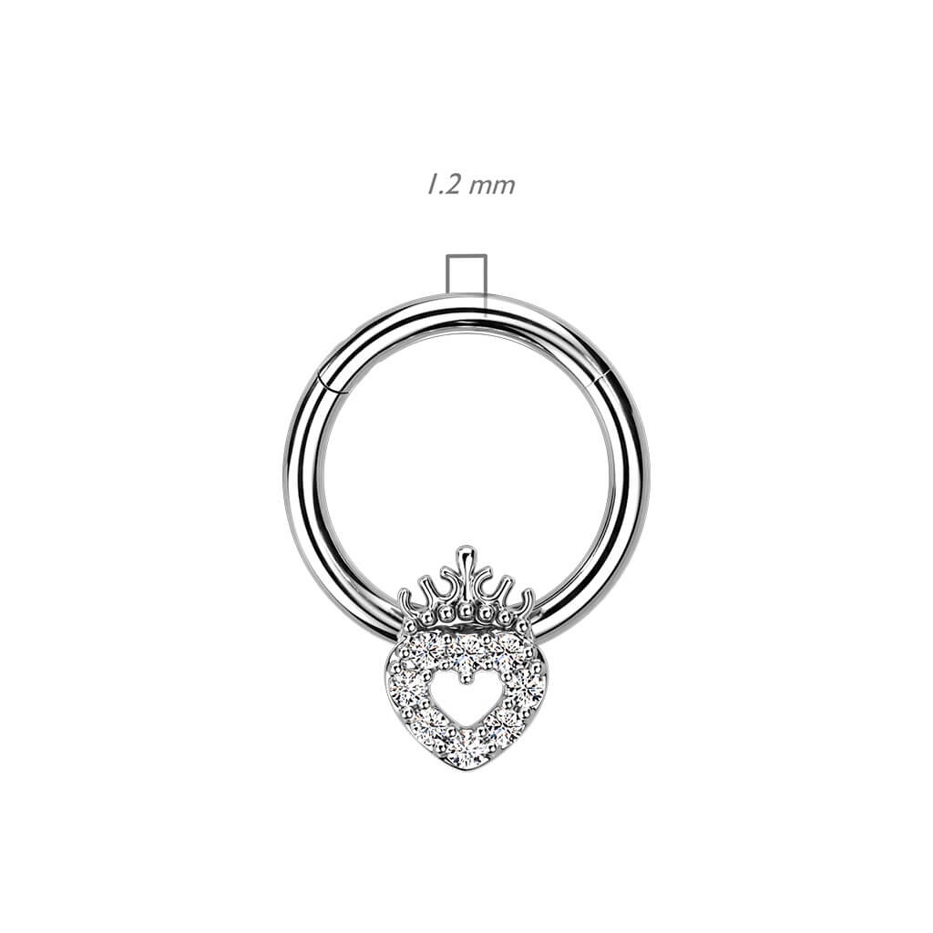 Ring Heart Crown Zirconia Clicker