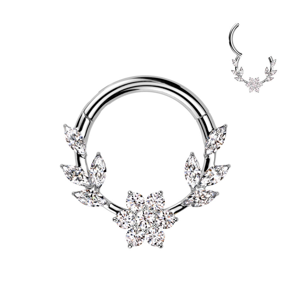 Ring vines flower zirconia marquise cut Segment