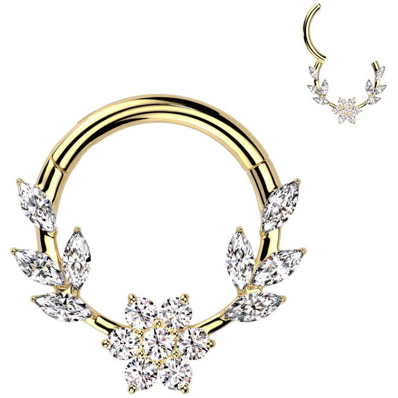 Ring vines flower zirconia marquise cut Segment