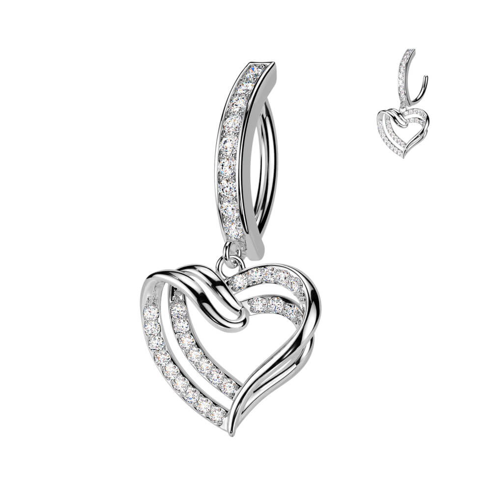 Belly Button Piercing heart dangle zirconia Segment
