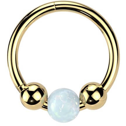 Titanium Ring 3 balls opal Segment