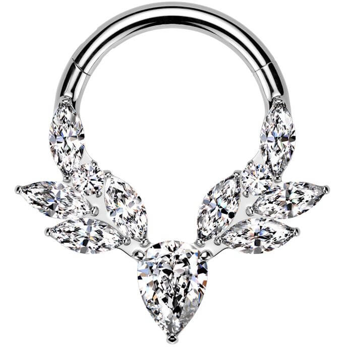 Titanium Ring vines marquise cut zirconia Segment